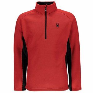A1 SPYDER Men's RED Black Half zip Fleece Outbound pockets Pullover Jacket M